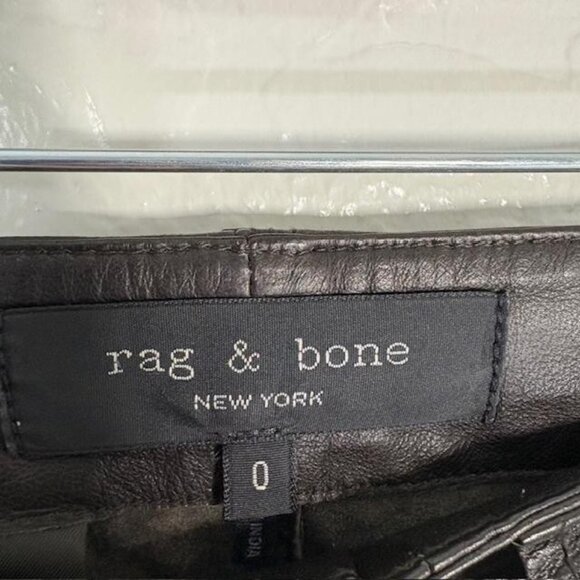 Rag & Bone Pants Womens 0 Black Lamb Leather Belted Ankle Slit Slim Fit - Picture 3 of 8